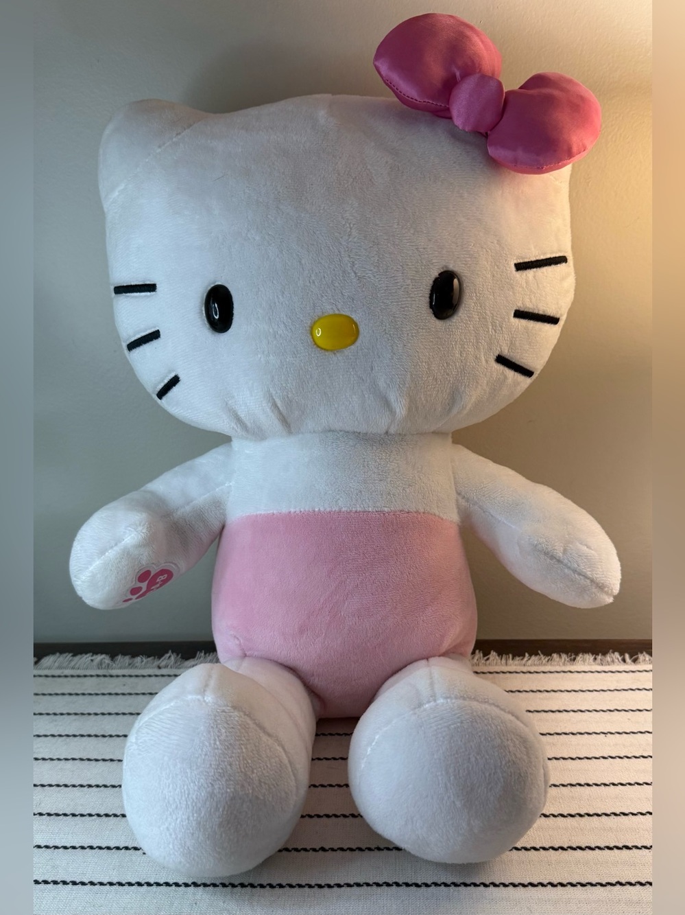 Hello Kitty Build A Bear Plush Doll in White with Pink Bow.